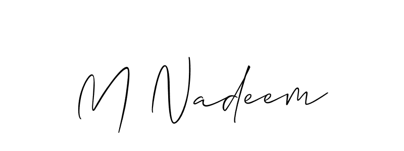 Make a short M Nadeem signature style. Manage your documents anywhere anytime using Allison_Script. Create and add eSignatures, submit forms, share and send files easily. M Nadeem signature style 2 images and pictures png