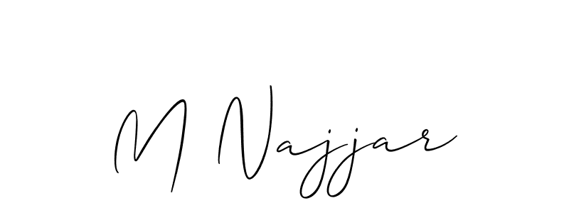 Allison_Script is a professional signature style that is perfect for those who want to add a touch of class to their signature. It is also a great choice for those who want to make their signature more unique. Get M Najjar name to fancy signature for free. M Najjar signature style 2 images and pictures png