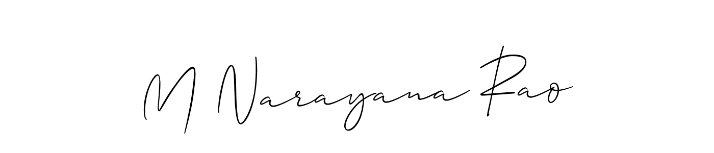 Use a signature maker to create a handwritten signature online. With this signature software, you can design (Allison_Script) your own signature for name M Narayana Rao. M Narayana Rao signature style 2 images and pictures png