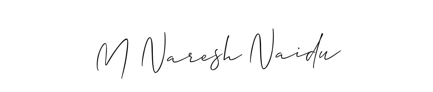 The best way (Allison_Script) to make a short signature is to pick only two or three words in your name. The name M Naresh Naidu include a total of six letters. For converting this name. M Naresh Naidu signature style 2 images and pictures png
