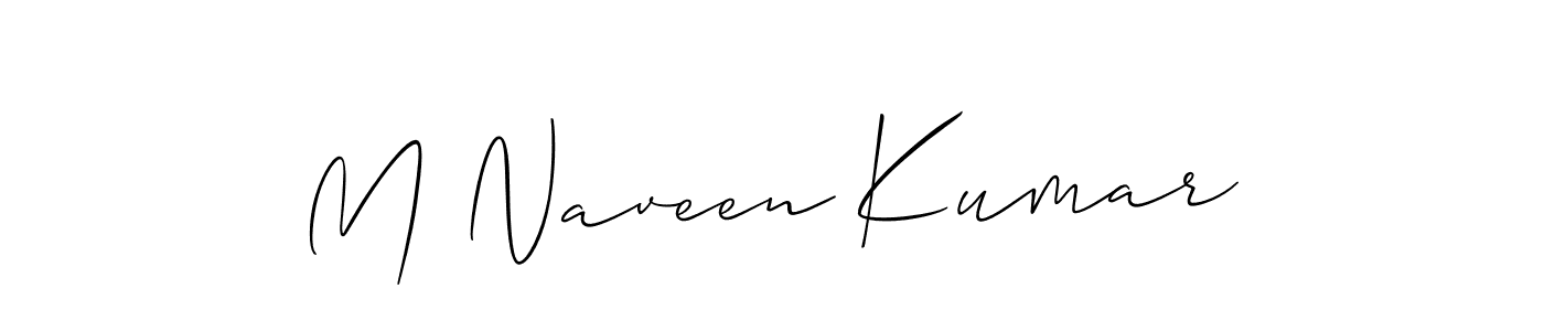 Create a beautiful signature design for name M Naveen Kumar. With this signature (Allison_Script) fonts, you can make a handwritten signature for free. M Naveen Kumar signature style 2 images and pictures png