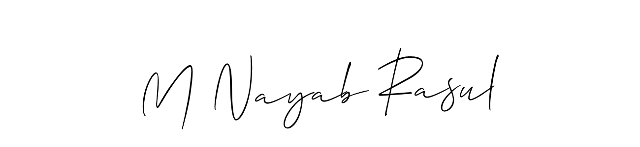 How to Draw M Nayab Rasul signature style? Allison_Script is a latest design signature styles for name M Nayab Rasul. M Nayab Rasul signature style 2 images and pictures png