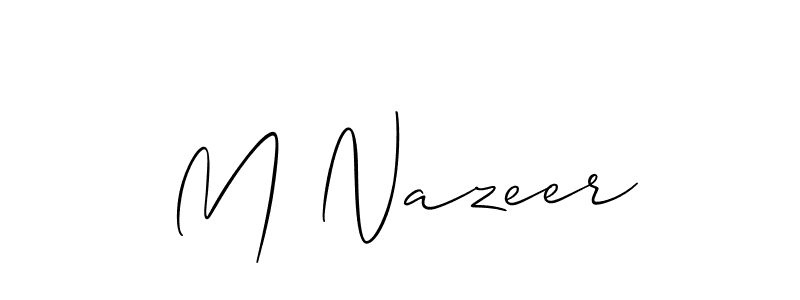 Use a signature maker to create a handwritten signature online. With this signature software, you can design (Allison_Script) your own signature for name M Nazeer. M Nazeer signature style 2 images and pictures png