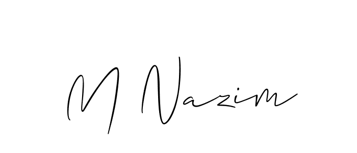 How to make M Nazim name signature. Use Allison_Script style for creating short signs online. This is the latest handwritten sign. M Nazim signature style 2 images and pictures png