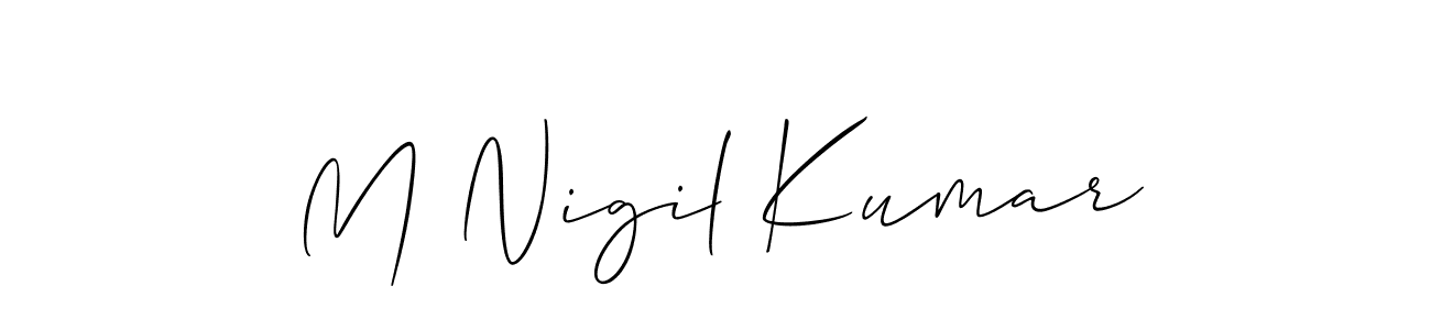 How to make M Nigil Kumar signature? Allison_Script is a professional autograph style. Create handwritten signature for M Nigil Kumar name. M Nigil Kumar signature style 2 images and pictures png