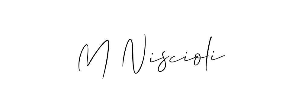 You should practise on your own different ways (Allison_Script) to write your name (M Niscioli) in signature. don't let someone else do it for you. M Niscioli signature style 2 images and pictures png