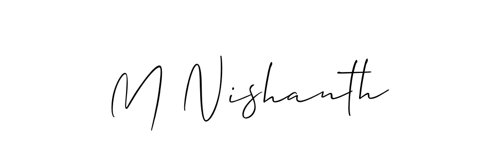 This is the best signature style for the M Nishanth name. Also you like these signature font (Allison_Script). Mix name signature. M Nishanth signature style 2 images and pictures png