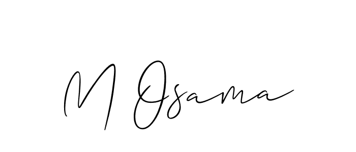 The best way (Allison_Script) to make a short signature is to pick only two or three words in your name. The name M Osama include a total of six letters. For converting this name. M Osama signature style 2 images and pictures png