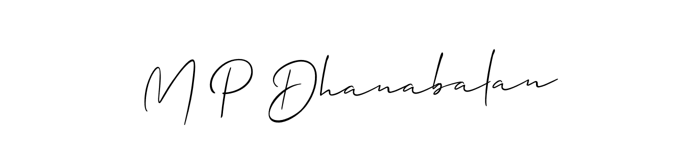 Make a beautiful signature design for name M P Dhanabalan. With this signature (Allison_Script) style, you can create a handwritten signature for free. M P Dhanabalan signature style 2 images and pictures png