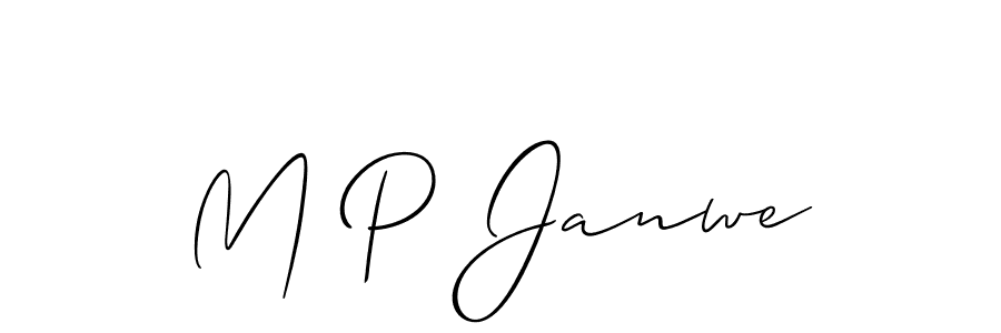 It looks lik you need a new signature style for name M P Janwe. Design unique handwritten (Allison_Script) signature with our free signature maker in just a few clicks. M P Janwe signature style 2 images and pictures png