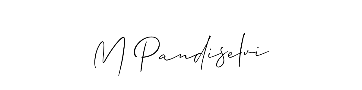 You should practise on your own different ways (Allison_Script) to write your name (M Pandiselvi) in signature. don't let someone else do it for you. M Pandiselvi signature style 2 images and pictures png