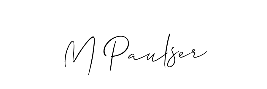 Also You can easily find your signature by using the search form. We will create M Paulser name handwritten signature images for you free of cost using Allison_Script sign style. M Paulser signature style 2 images and pictures png