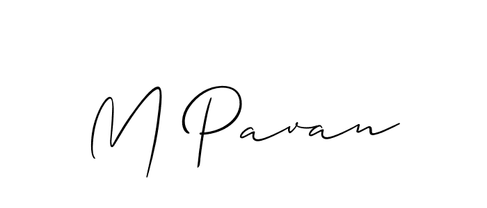 The best way (Allison_Script) to make a short signature is to pick only two or three words in your name. The name M Pavan include a total of six letters. For converting this name. M Pavan signature style 2 images and pictures png