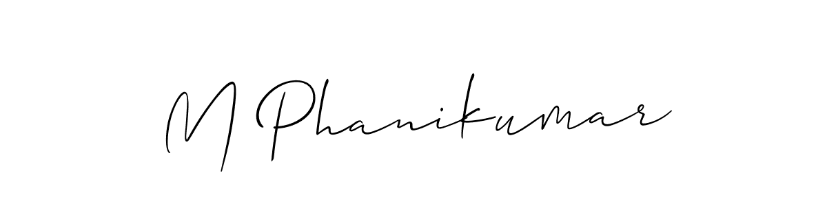 How to make M Phanikumar name signature. Use Allison_Script style for creating short signs online. This is the latest handwritten sign. M Phanikumar signature style 2 images and pictures png