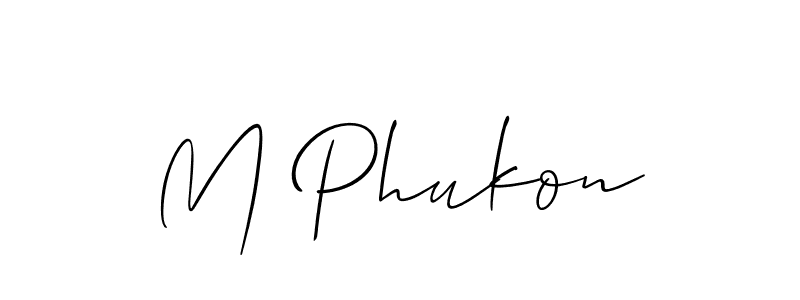 Also we have M Phukon name is the best signature style. Create professional handwritten signature collection using Allison_Script autograph style. M Phukon signature style 2 images and pictures png