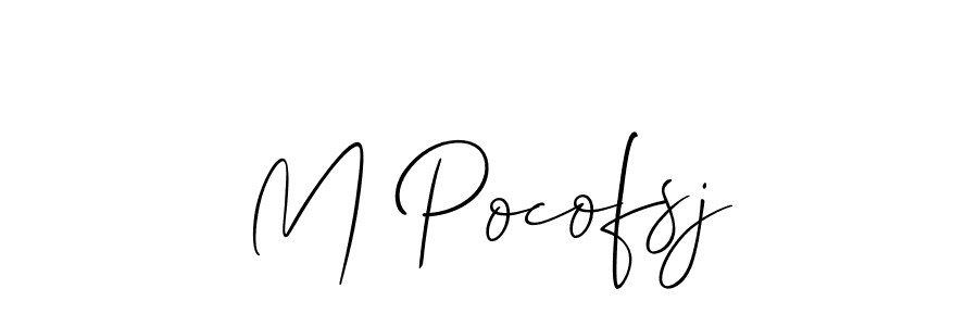 Also You can easily find your signature by using the search form. We will create M Pocofsj name handwritten signature images for you free of cost using Allison_Script sign style. M Pocofsj signature style 2 images and pictures png