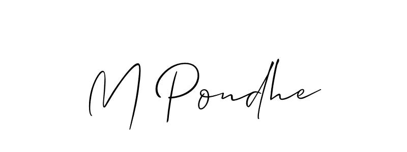 You should practise on your own different ways (Allison_Script) to write your name (M Pondhe) in signature. don't let someone else do it for you. M Pondhe signature style 2 images and pictures png