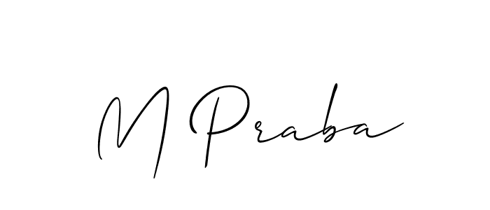 The best way (Allison_Script) to make a short signature is to pick only two or three words in your name. The name M Praba include a total of six letters. For converting this name. M Praba signature style 2 images and pictures png