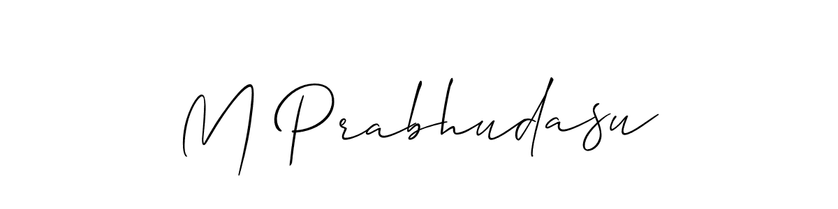 The best way (Allison_Script) to make a short signature is to pick only two or three words in your name. The name M Prabhudasu include a total of six letters. For converting this name. M Prabhudasu signature style 2 images and pictures png