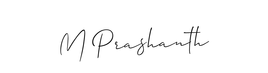 How to make M Prashanth name signature. Use Allison_Script style for creating short signs online. This is the latest handwritten sign. M Prashanth signature style 2 images and pictures png