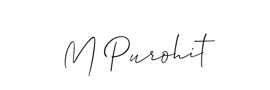 Use a signature maker to create a handwritten signature online. With this signature software, you can design (Allison_Script) your own signature for name M Purohit. M Purohit signature style 2 images and pictures png