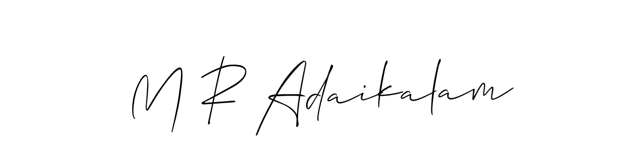 It looks lik you need a new signature style for name M R Adaikalam. Design unique handwritten (Allison_Script) signature with our free signature maker in just a few clicks. M R Adaikalam signature style 2 images and pictures png