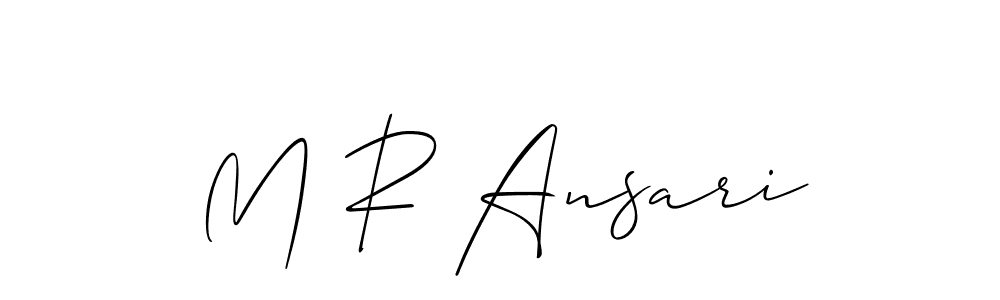 The best way (Allison_Script) to make a short signature is to pick only two or three words in your name. The name M R Ansari include a total of six letters. For converting this name. M R Ansari signature style 2 images and pictures png