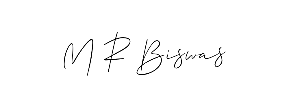 The best way (Allison_Script) to make a short signature is to pick only two or three words in your name. The name M R Biswas include a total of six letters. For converting this name. M R Biswas signature style 2 images and pictures png