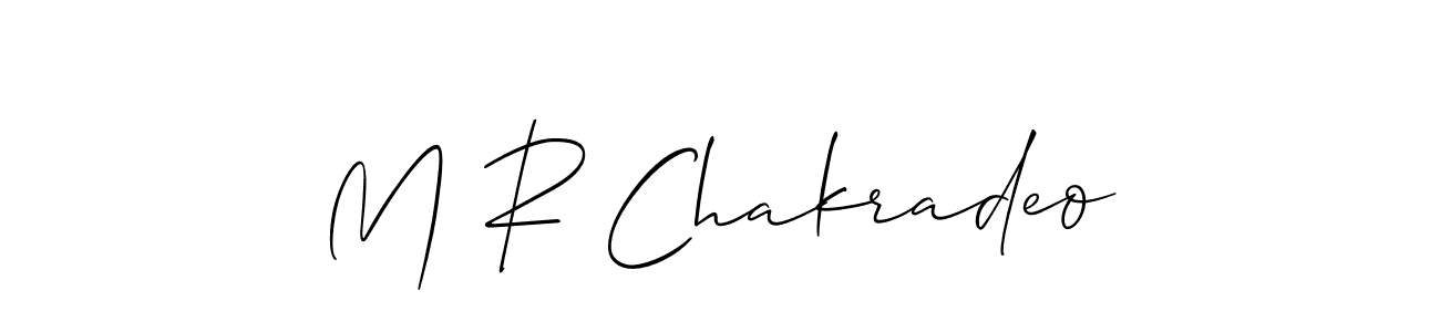 How to make M R Chakradeo name signature. Use Allison_Script style for creating short signs online. This is the latest handwritten sign. M R Chakradeo signature style 2 images and pictures png