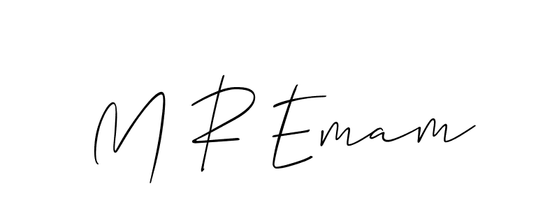 if you are searching for the best signature style for your name M R Emam. so please give up your signature search. here we have designed multiple signature styles  using Allison_Script. M R Emam signature style 2 images and pictures png
