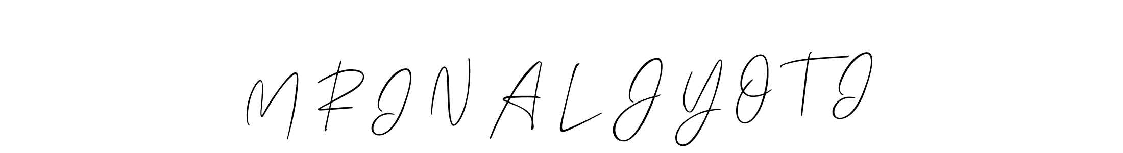 This is the best signature style for the M R I N A L  J Y O T I name. Also you like these signature font (Allison_Script). Mix name signature. M R I N A L  J Y O T I signature style 2 images and pictures png