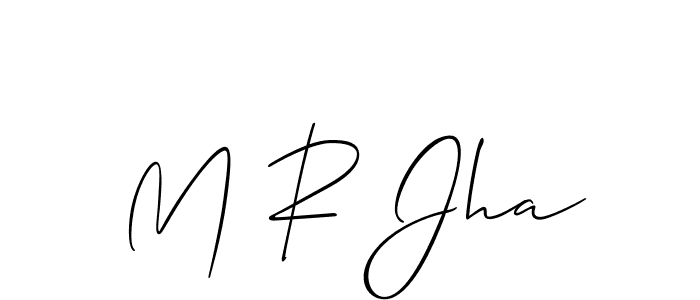 The best way (Allison_Script) to make a short signature is to pick only two or three words in your name. The name M R Jha include a total of six letters. For converting this name. M R Jha signature style 2 images and pictures png