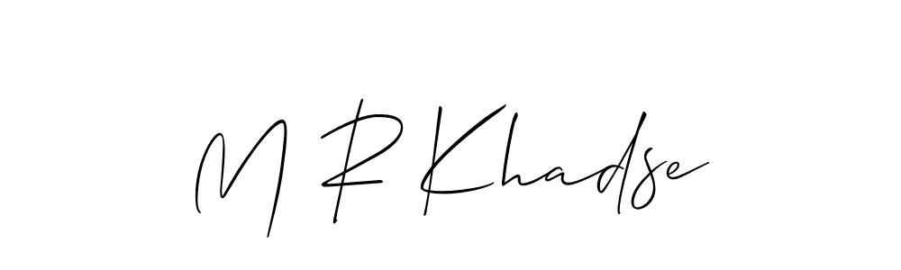 if you are searching for the best signature style for your name M R Khadse. so please give up your signature search. here we have designed multiple signature styles  using Allison_Script. M R Khadse signature style 2 images and pictures png