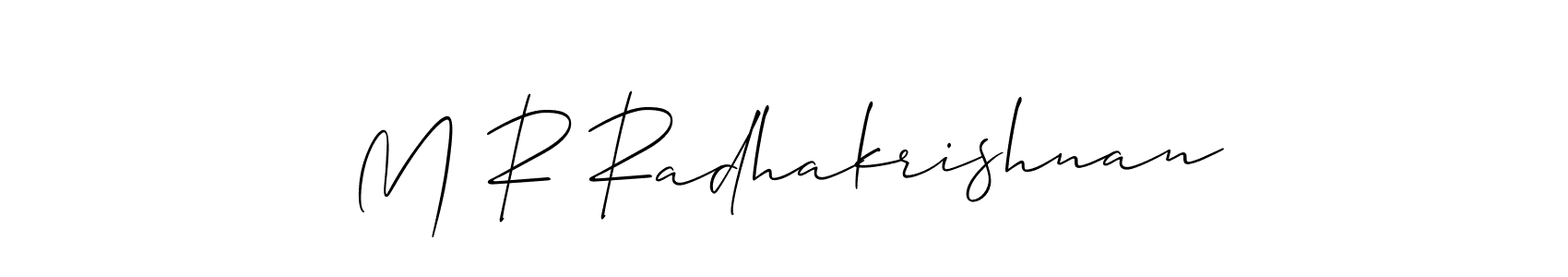 Use a signature maker to create a handwritten signature online. With this signature software, you can design (Allison_Script) your own signature for name M R Radhakrishnan. M R Radhakrishnan signature style 2 images and pictures png