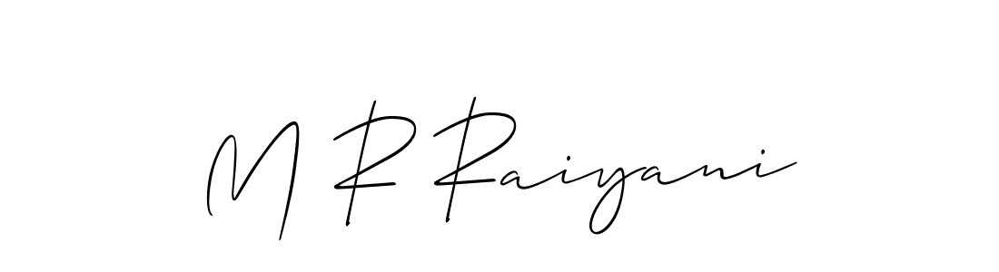 How to make M R Raiyani signature? Allison_Script is a professional autograph style. Create handwritten signature for M R Raiyani name. M R Raiyani signature style 2 images and pictures png