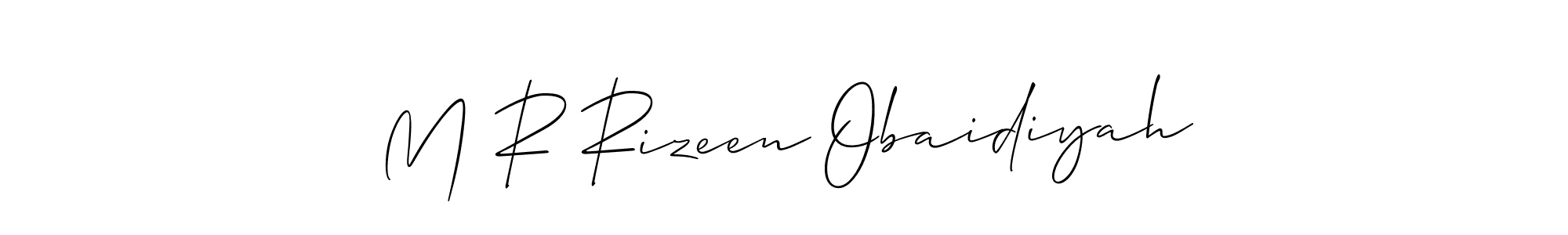 You can use this online signature creator to create a handwritten signature for the name M R Rizeen Obaidiyah. This is the best online autograph maker. M R Rizeen Obaidiyah signature style 2 images and pictures png