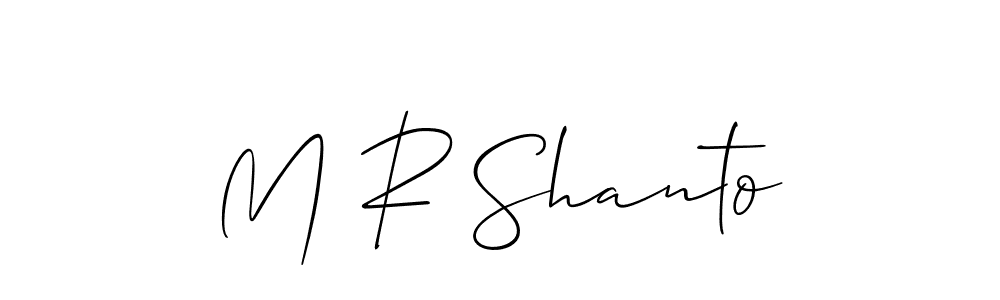 How to make M R Shanto name signature. Use Allison_Script style for creating short signs online. This is the latest handwritten sign. M R Shanto signature style 2 images and pictures png