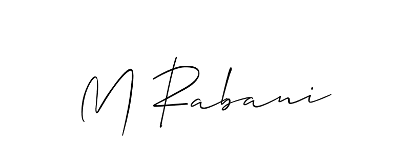 Also we have M Rabani name is the best signature style. Create professional handwritten signature collection using Allison_Script autograph style. M Rabani signature style 2 images and pictures png