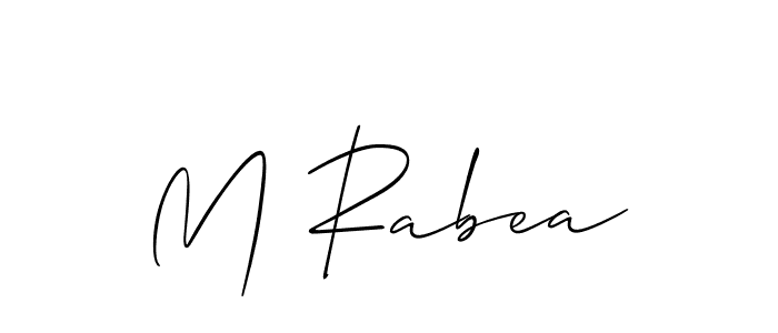 The best way (Allison_Script) to make a short signature is to pick only two or three words in your name. The name M Rabea include a total of six letters. For converting this name. M Rabea signature style 2 images and pictures png