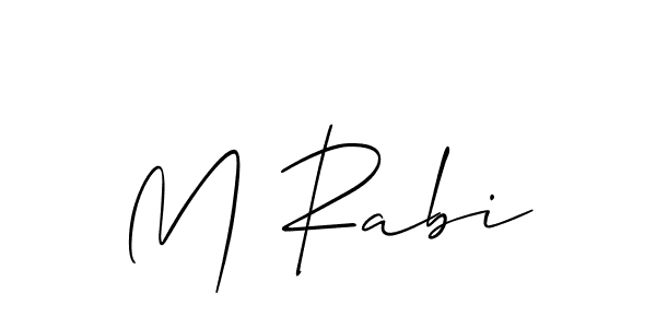 Use a signature maker to create a handwritten signature online. With this signature software, you can design (Allison_Script) your own signature for name M Rabi. M Rabi signature style 2 images and pictures png