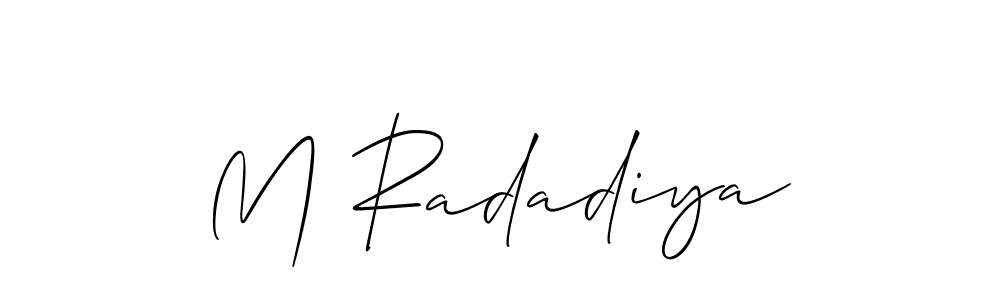 How to Draw M Radadiya signature style? Allison_Script is a latest design signature styles for name M Radadiya. M Radadiya signature style 2 images and pictures png