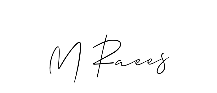 Use a signature maker to create a handwritten signature online. With this signature software, you can design (Allison_Script) your own signature for name M Raees. M Raees signature style 2 images and pictures png