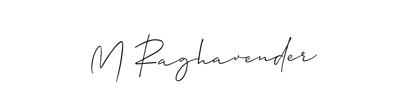 How to make M Raghavender name signature. Use Allison_Script style for creating short signs online. This is the latest handwritten sign. M Raghavender signature style 2 images and pictures png