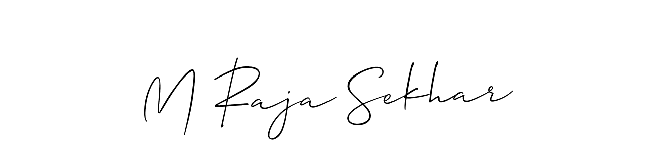 The best way (Allison_Script) to make a short signature is to pick only two or three words in your name. The name M Raja Sekhar include a total of six letters. For converting this name. M Raja Sekhar signature style 2 images and pictures png