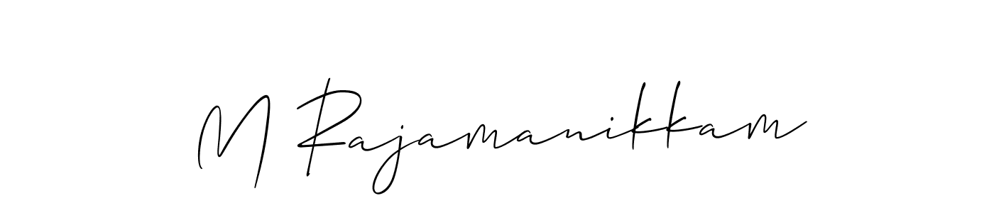 if you are searching for the best signature style for your name M Rajamanikkam. so please give up your signature search. here we have designed multiple signature styles  using Allison_Script. M Rajamanikkam signature style 2 images and pictures png