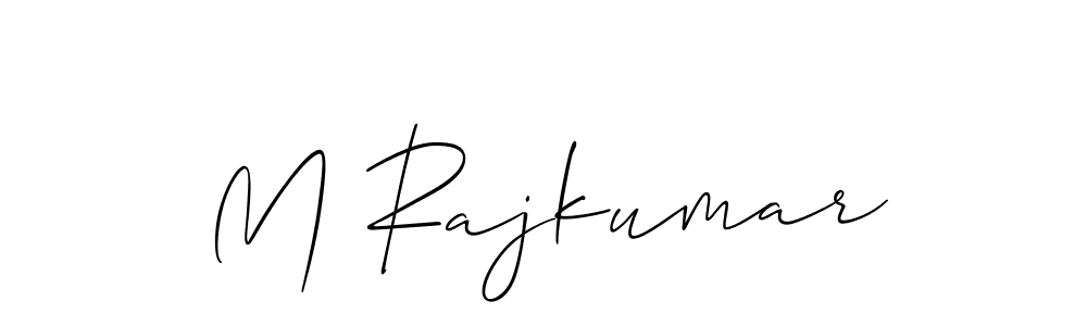 Use a signature maker to create a handwritten signature online. With this signature software, you can design (Allison_Script) your own signature for name M Rajkumar. M Rajkumar signature style 2 images and pictures png