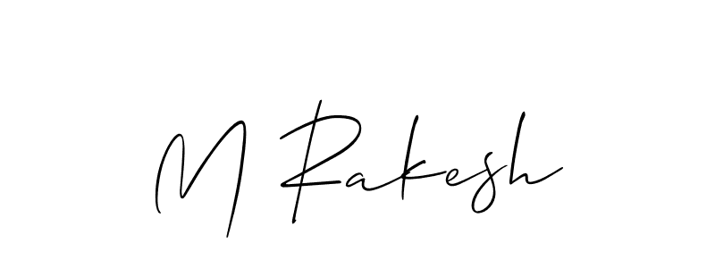 The best way (Allison_Script) to make a short signature is to pick only two or three words in your name. The name M Rakesh include a total of six letters. For converting this name. M Rakesh signature style 2 images and pictures png