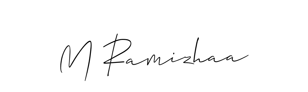 How to make M Ramizhaa name signature. Use Allison_Script style for creating short signs online. This is the latest handwritten sign. M Ramizhaa signature style 2 images and pictures png