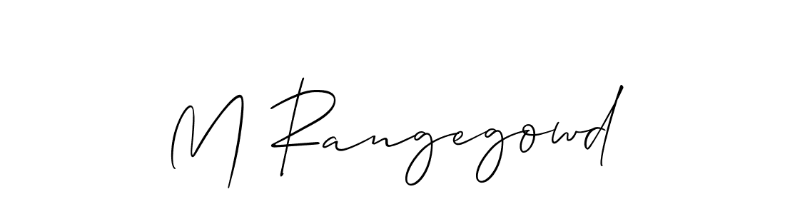 The best way (Allison_Script) to make a short signature is to pick only two or three words in your name. The name M Rangegowd include a total of six letters. For converting this name. M Rangegowd signature style 2 images and pictures png