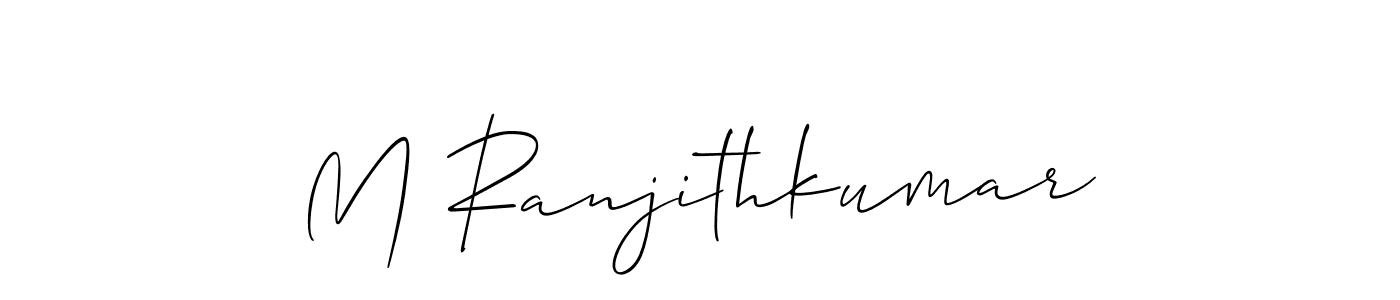 Make a beautiful signature design for name M Ranjithkumar. With this signature (Allison_Script) style, you can create a handwritten signature for free. M Ranjithkumar signature style 2 images and pictures png
